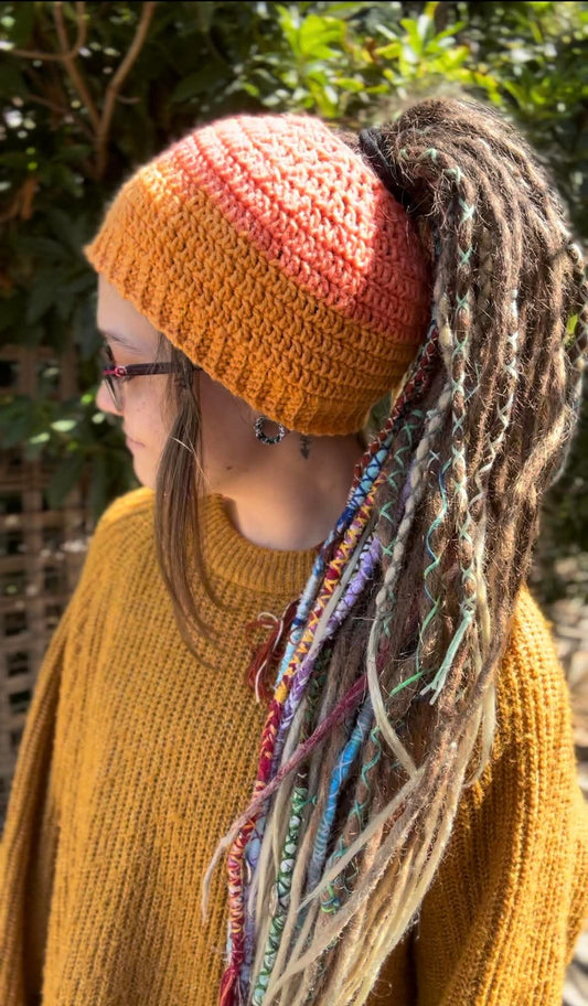 Amber Handmade Beanie With Hole