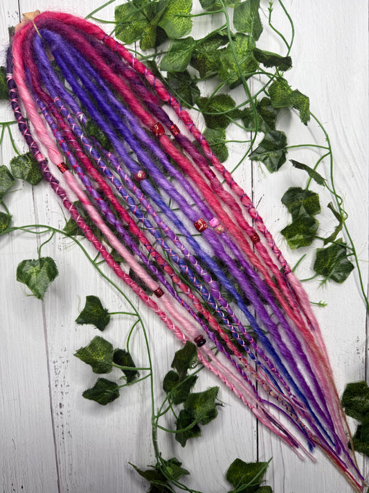 Set of 6, 50-60cm Pink and Purple blend Synthetic Extensions