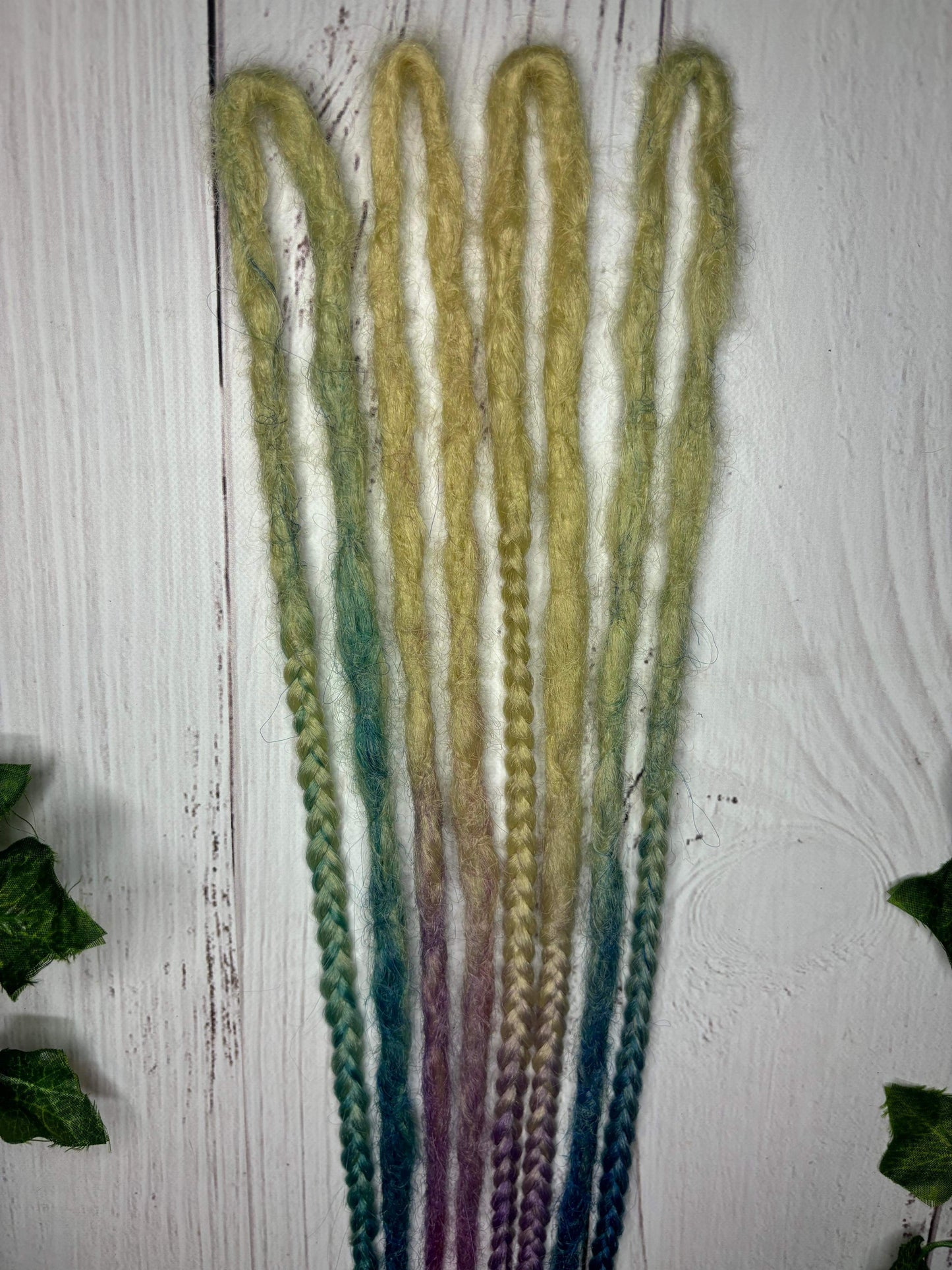 Set of 4, 43-47cm Blonde Blue Pink and Purple Synthetic Extensions