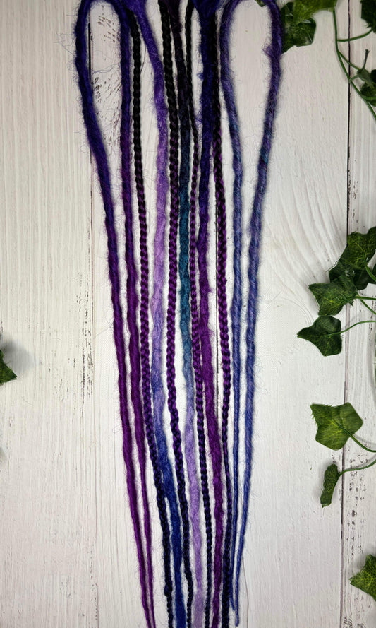 Set of 9, 53-63cm Deep Purple and Blue Synthetic Extensions