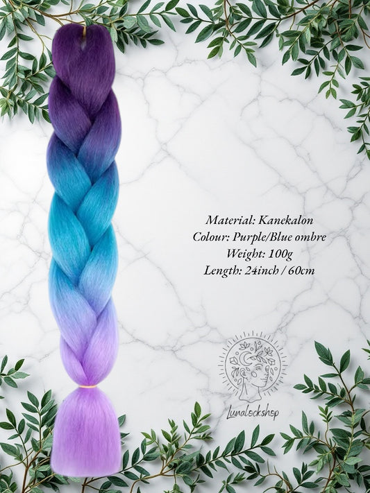 Purple/Blue ombre Kanekalon Synthetic Hair 60cm 100g (only available for online purchase)