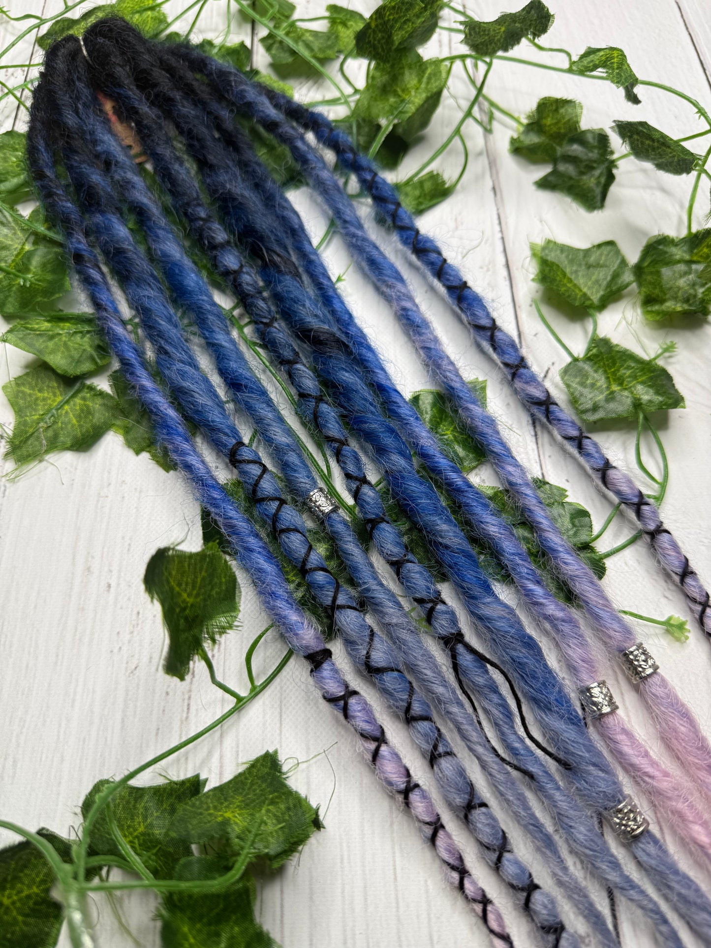 Set of 4, 55-59cm Black to Blue Grey and Pink Synthetic Extensions (only available for online purchase)