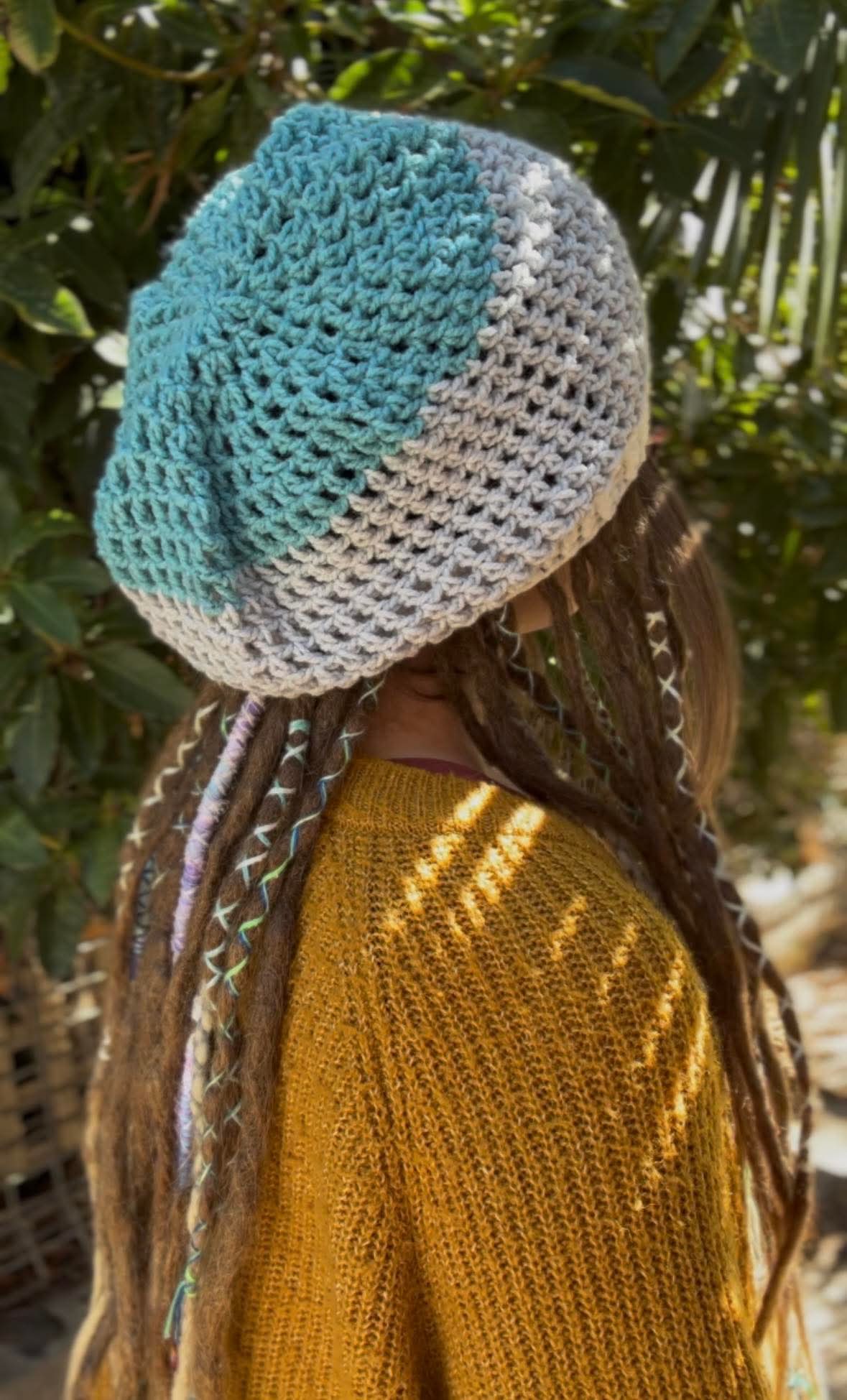 Blue and Grey tight net Handmade Beanie