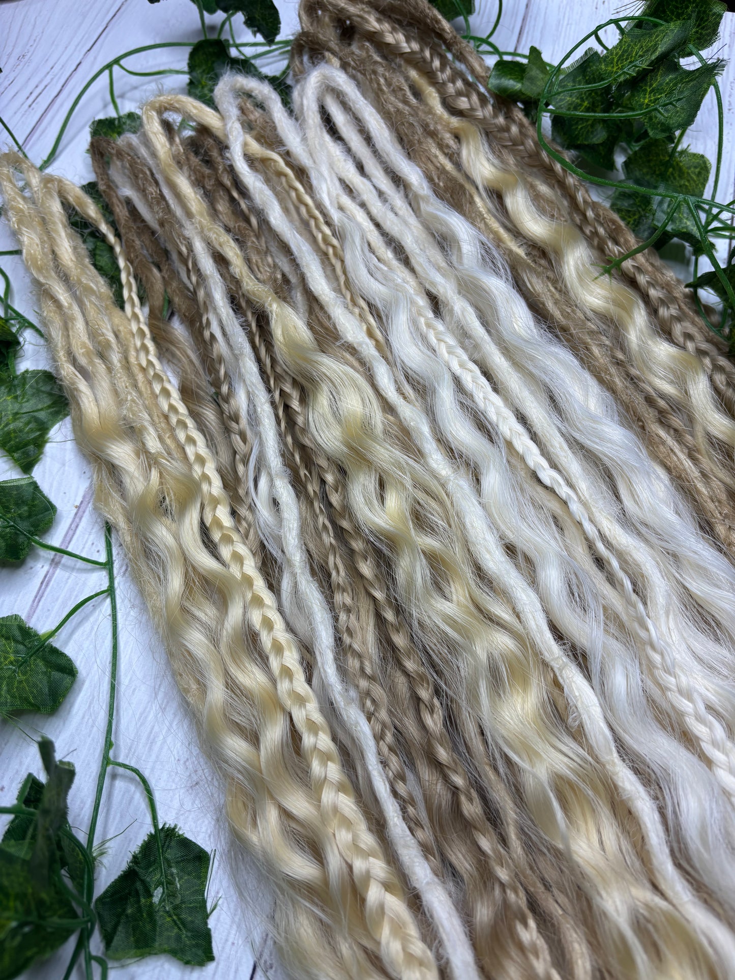 Set of 28 Blonde Mixed Texture Synthetic Dreadlock Extensions (only available for online purchase)