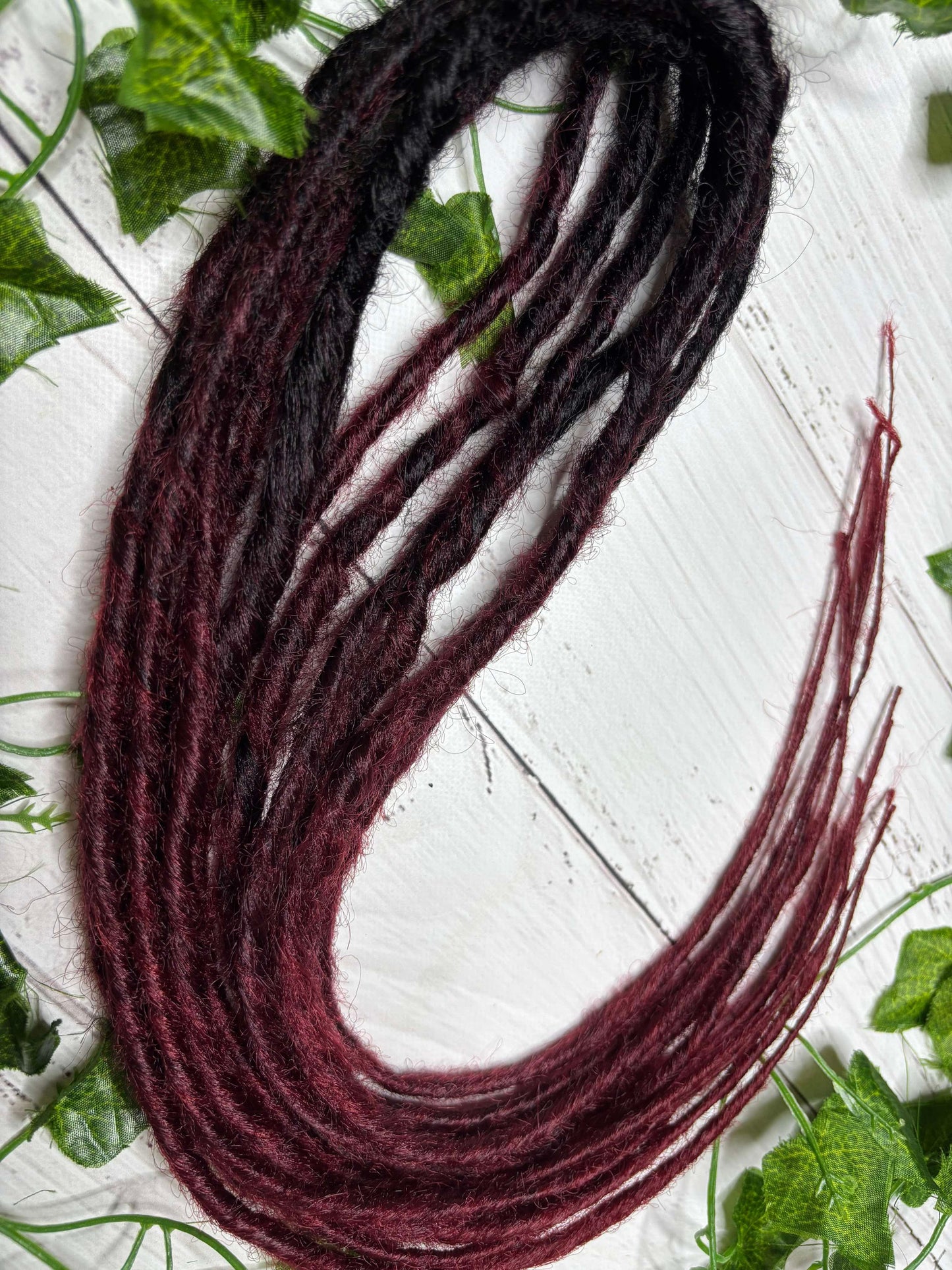 Set of 6, 50-59cm Black - Maroon Twisted Synthetic Extensions (only available for online purchase)