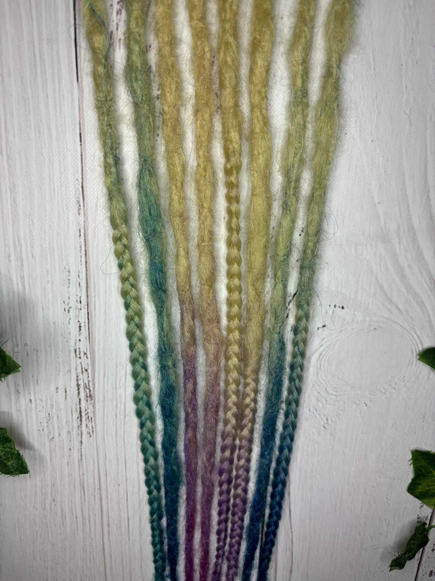 Set of 4, 43-47cm Blonde Blue Pink and Purple Synthetic Extensions