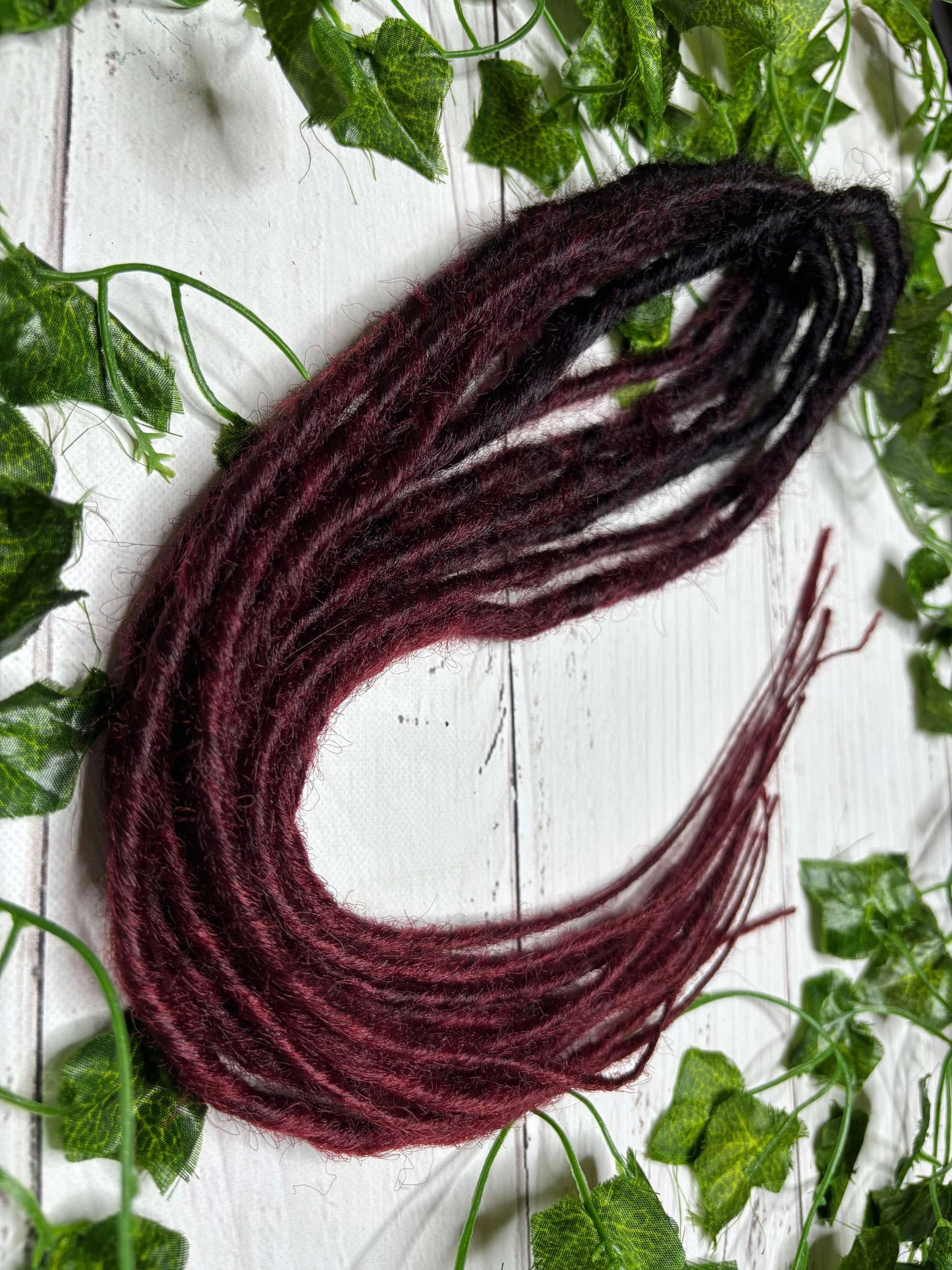 Set of 6, 50-59cm Black - Maroon Twisted Synthetic Extensions (only available for online purchase)