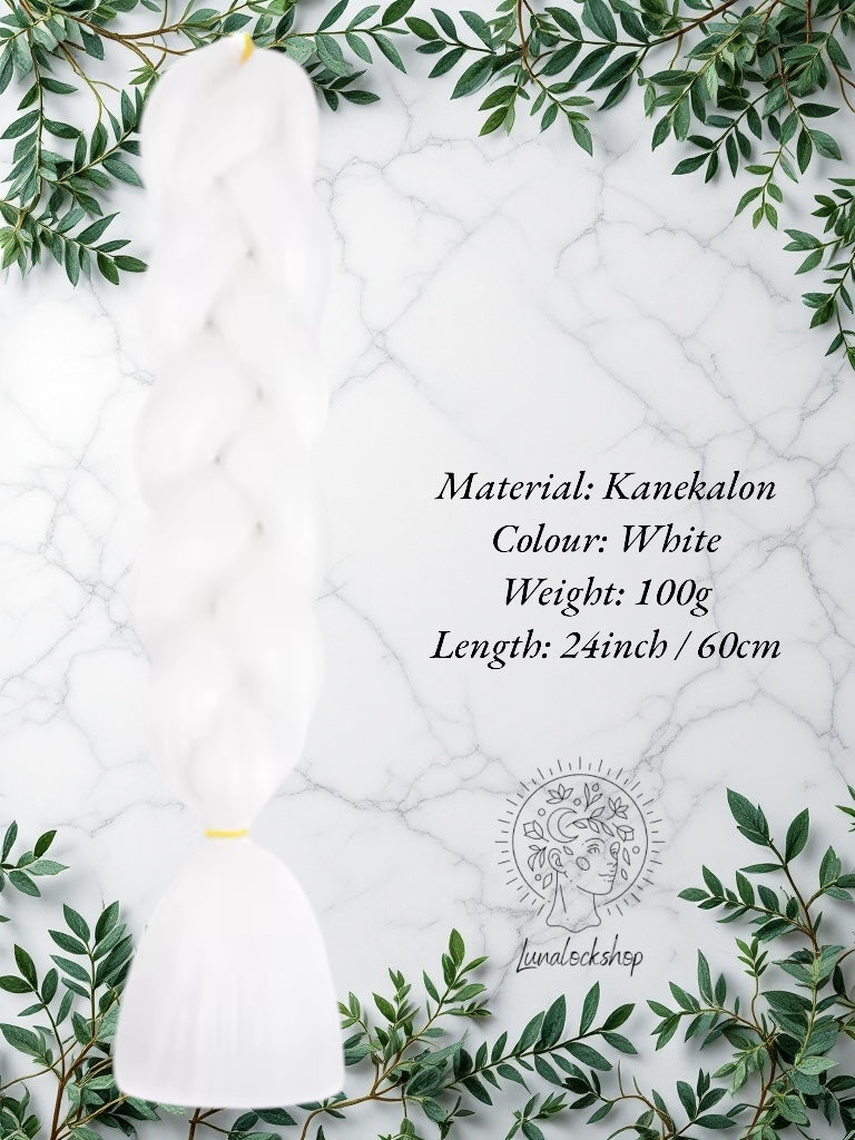 White Kanekalon Synthetic Hair 60cm 100g (only available for online purchase)
