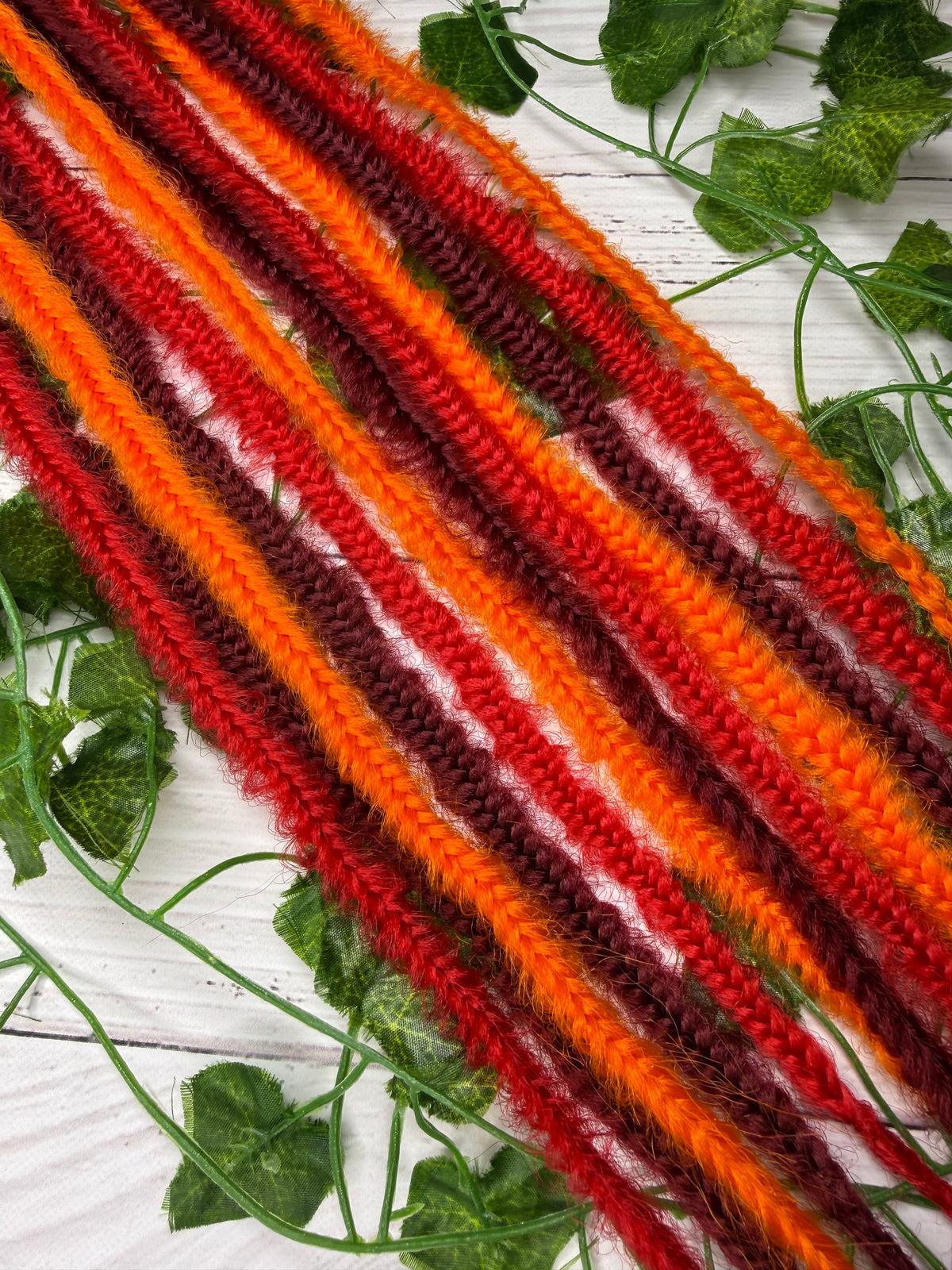 Set of 6, 50-61cm Ruby Sunset Mixed Texture Synthetic Extensions