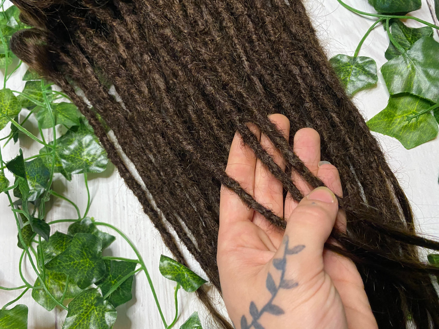 32 Dark Chocolate Brown Human Hair Dreadlock Extensions (only available for online purchase)