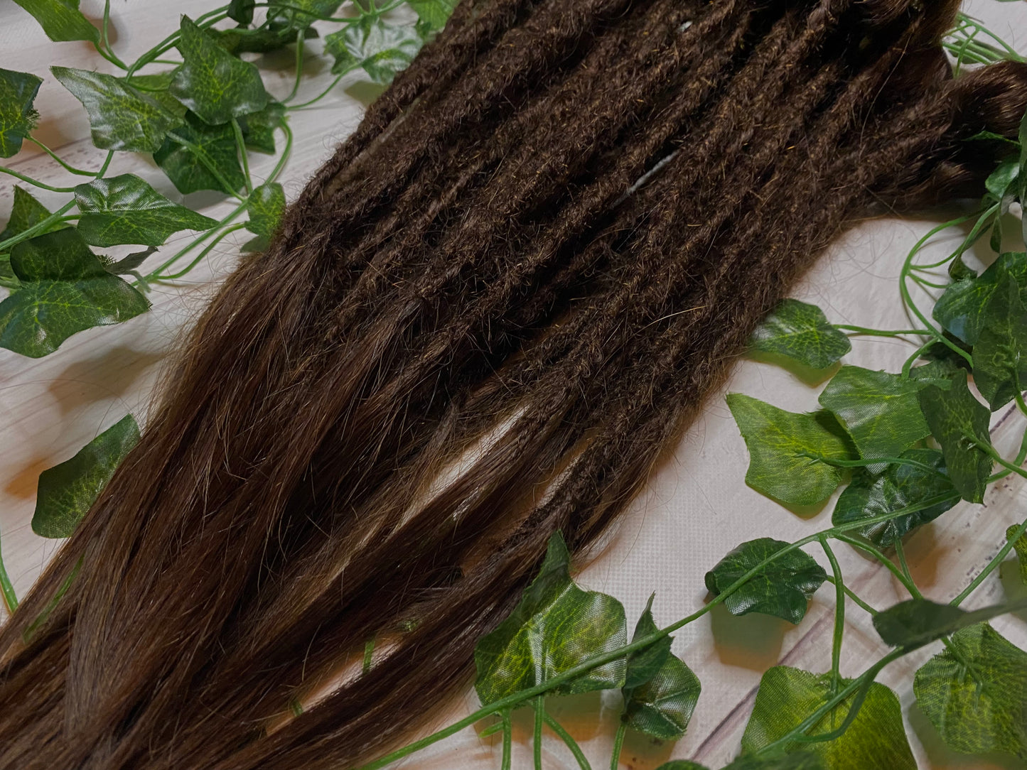 32 Dark Chocolate Brown Human Hair Dreadlock Extensions (only available for online purchase)