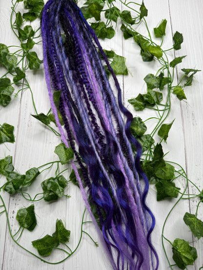 Set of 8, 58-67cm Purple Blend Mixed Texture Synthetic Extensions