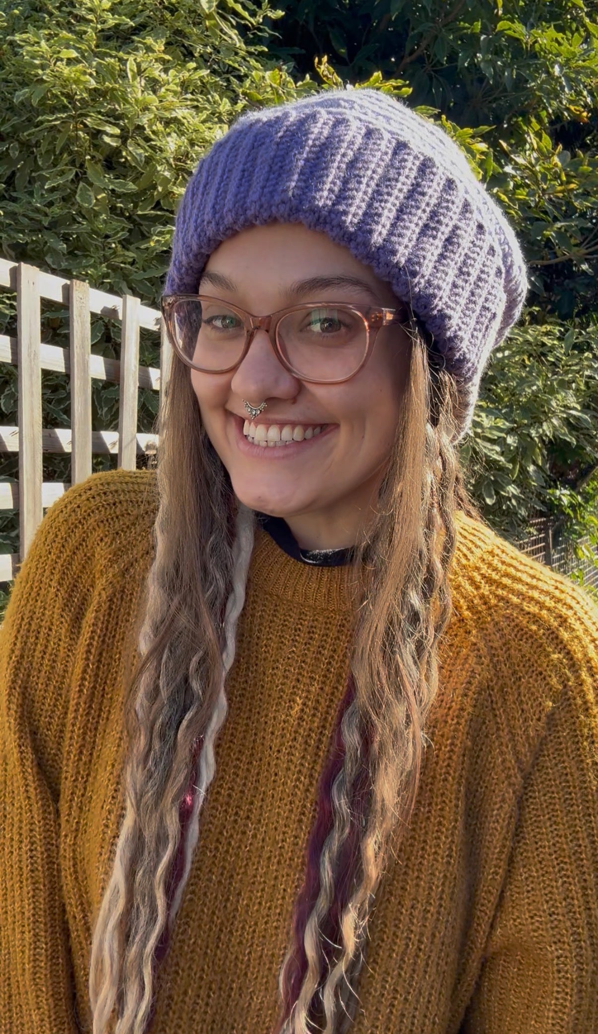 Purple And Grey Reversible Beanie