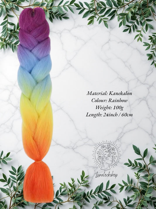 Rainbow Kanekalon Synthetic Hair 60cm 100g