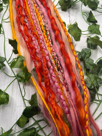 Set of 8, 52-61cm Summer Sunset Blend Mixed Texture Synthetic Extensions