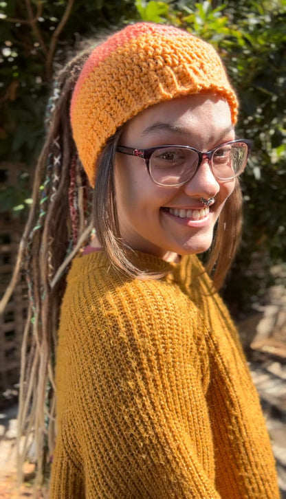 Amber Handmade Beanie With Hole