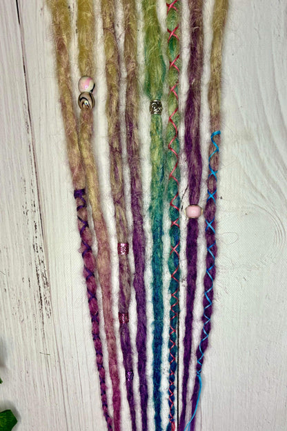 Set of 4, 45-50cm Blonde to Purple, Blue and Pink Synthetic Extensions (only available for online order)