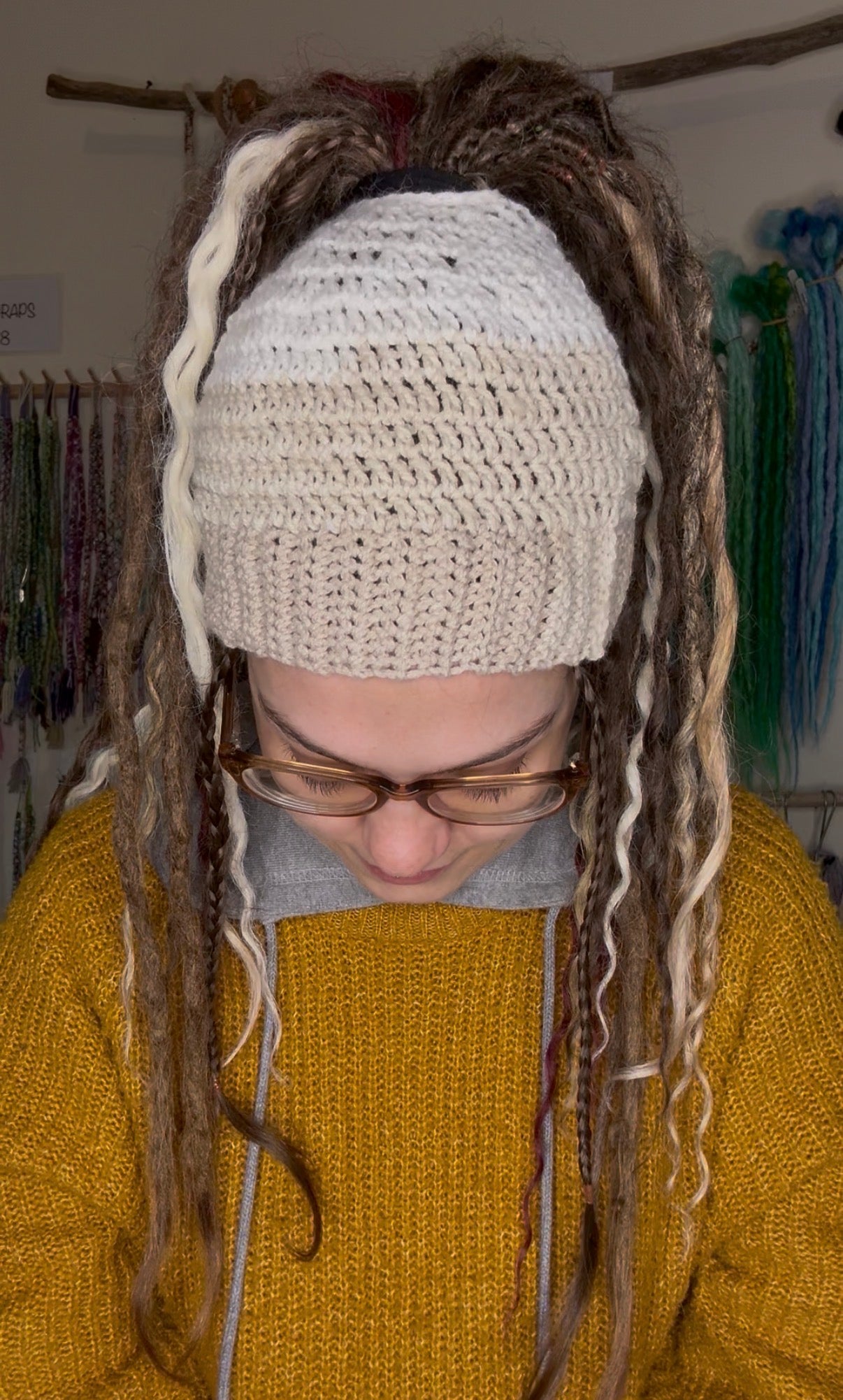 Light Mixed Colour Beanie With Hole