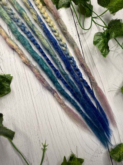 Set of 6, 43-45cm Blonde to Blue and Pink Synthetic Extensions