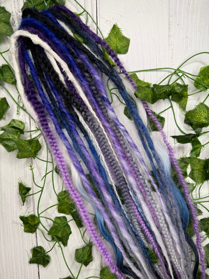 Set of 9, 55-63cm Violet Eclipse Blend Mixed Texture Synthetic Extensions