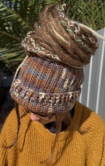 Autumn Tone Blend Handmade Beanie with hole