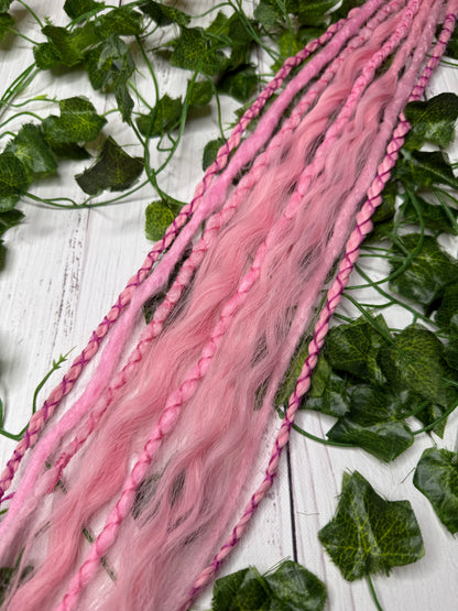 Set of 4, 52-62cm Pink Lightning Mixed Texture Synthetic Extensions