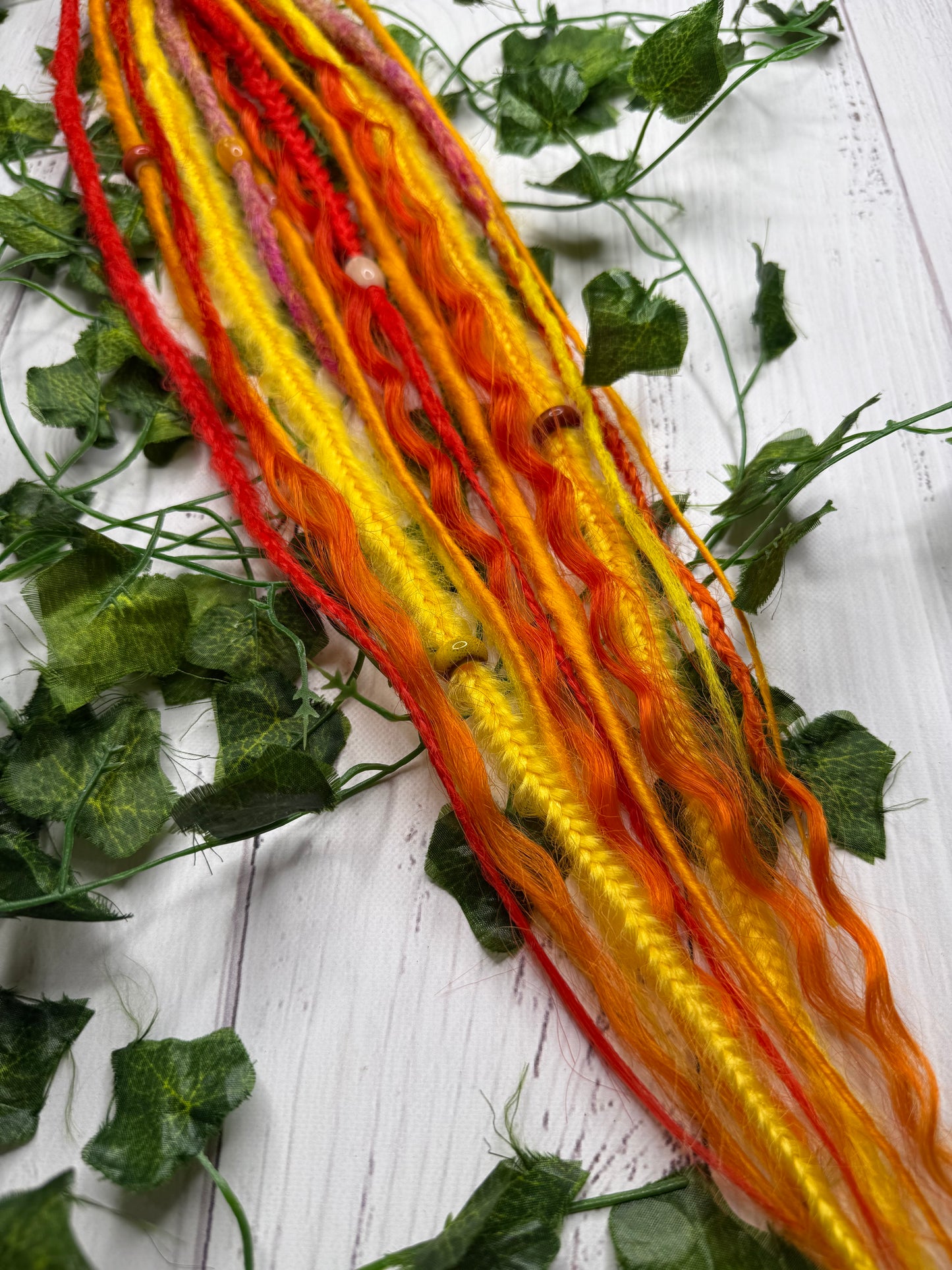 Set of 7, 51-63cm Inferno Glow Blend Mixed Texture Synthetic Extensions