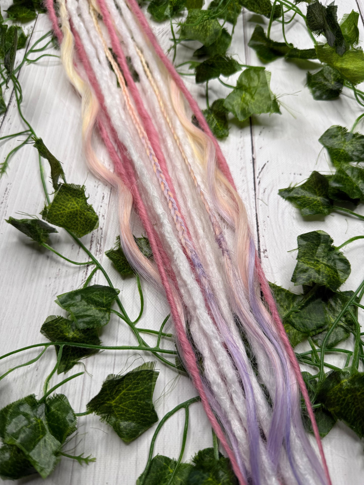 Set of 6, 58-64cm Pastel Pink Mixed Texture Synthetic Extensions