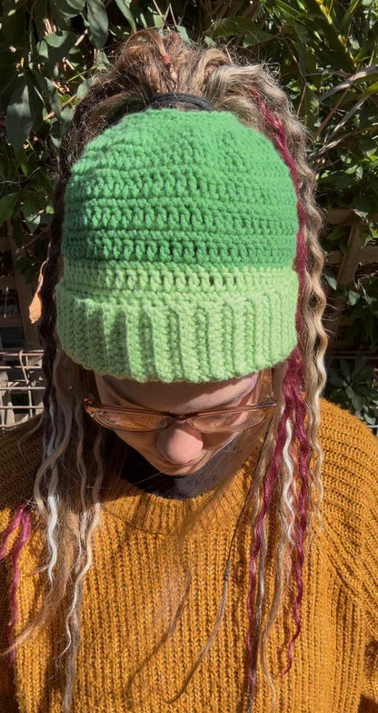 Light Green Mixed Colour Beanie With Hole