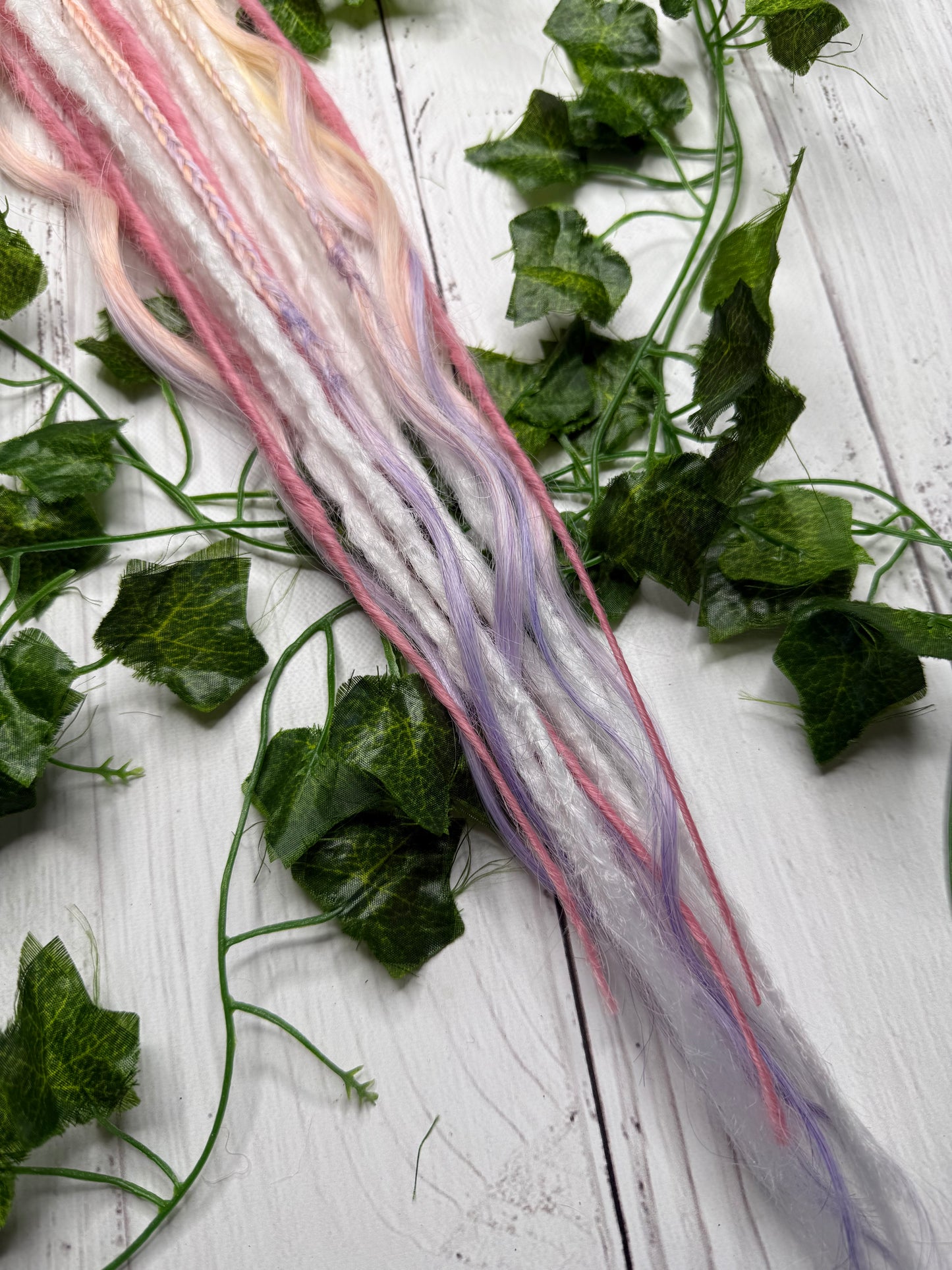 Set of 6, 58-64cm Pastel Pink Mixed Texture Synthetic Extensions