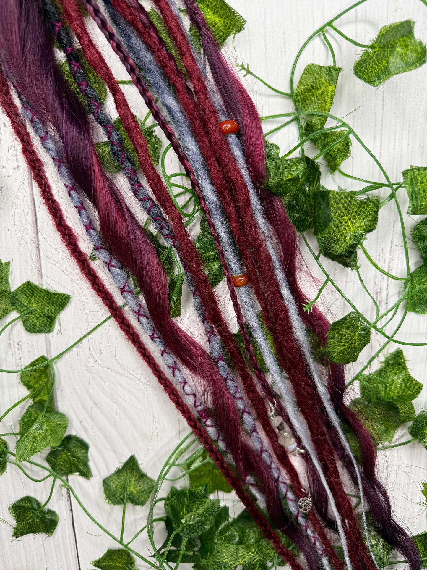 Set of 6, 59-65cm Crimson Shadow Blend Mixed Texture Synthetic Extensions