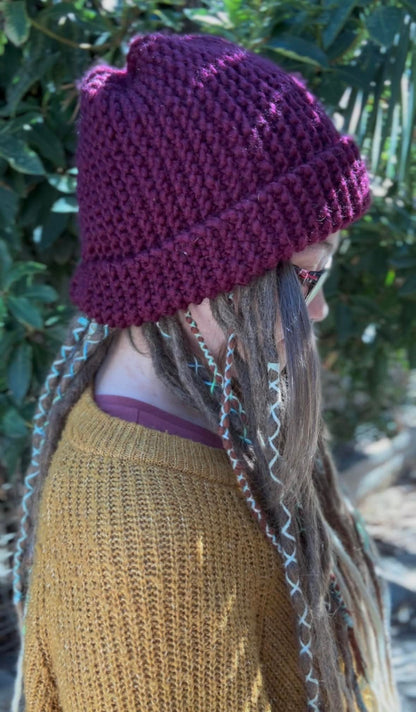 Thick Maroon Handmade Beanie
