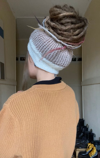 Soft brown Handmade Beanie with hole