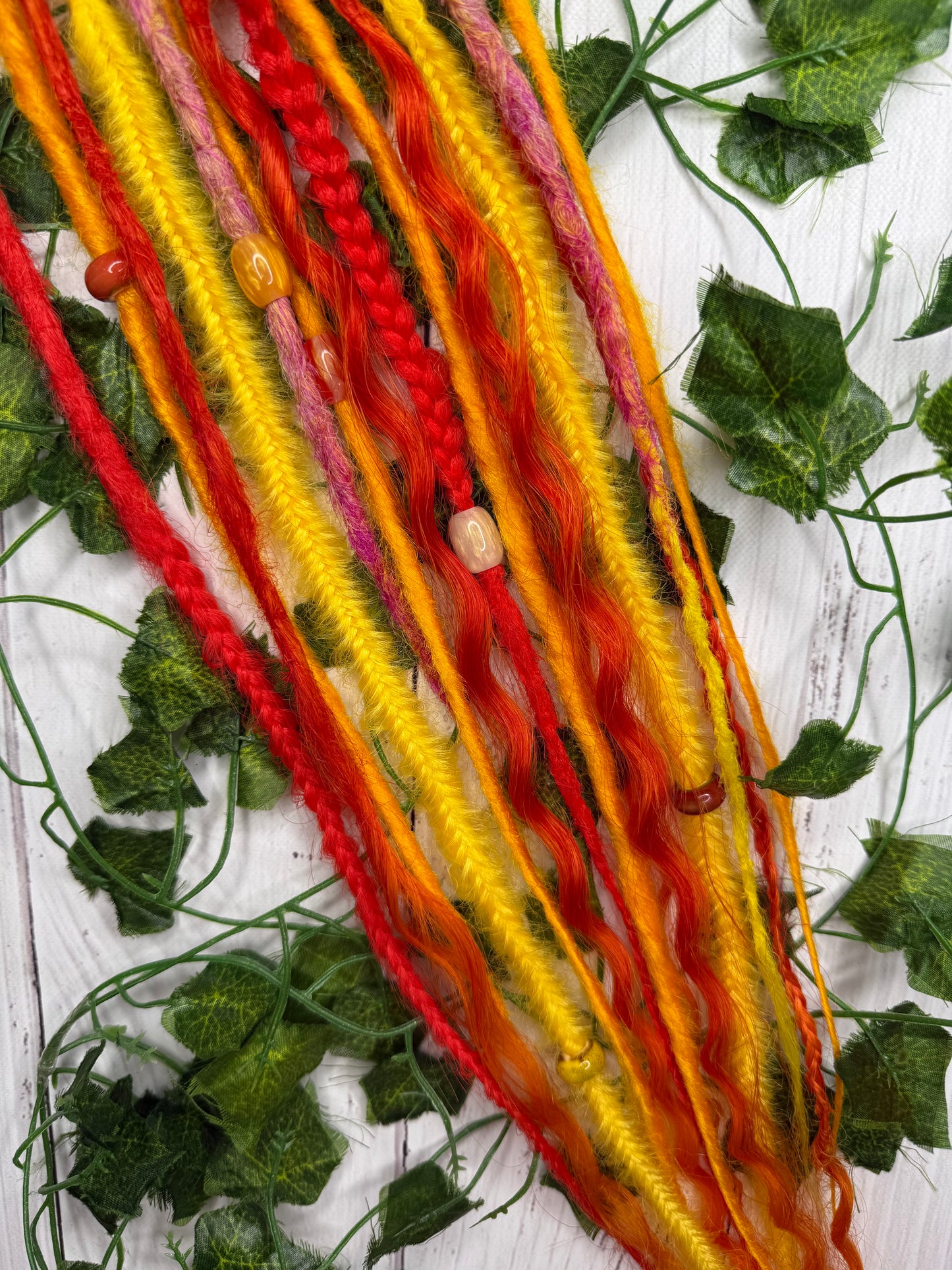 Set of 7, 51-63cm Inferno Glow Blend Mixed Texture Synthetic Extensions