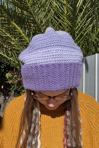 Purple And Grey Reversible Beanie
