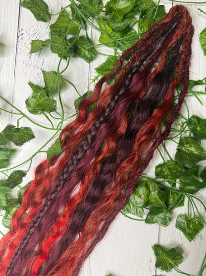 Set of 4, 61-66cm Crimson Spice Mixed Texture Synthetic Extensions