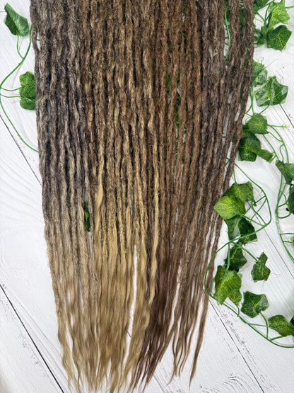 Set of 30, Brown Blend, Dreadlock Extensions with loose ends