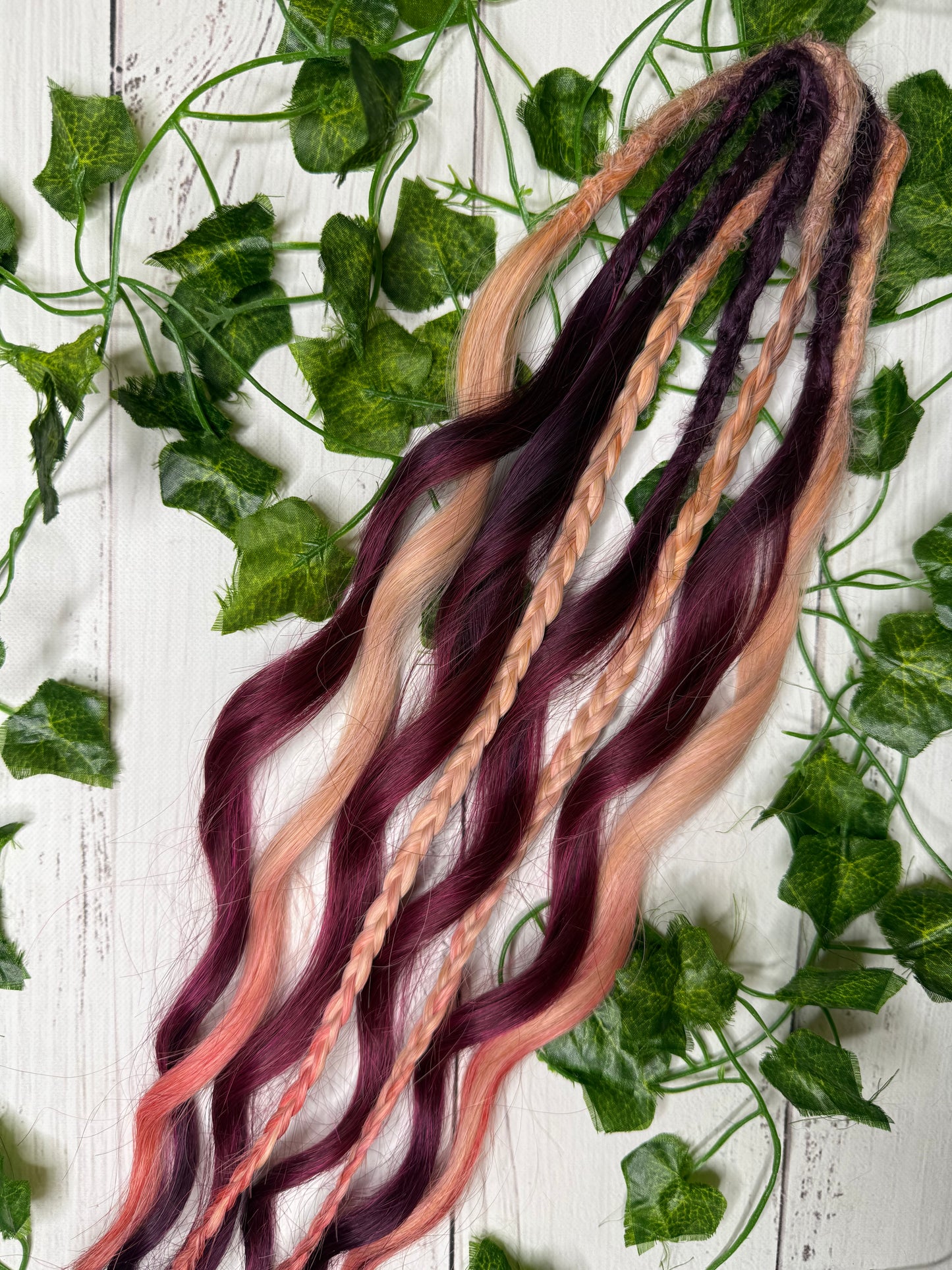 Set of 4, 56-65cm Burgundy Breeze Mixed Texture Synthetic Extensions