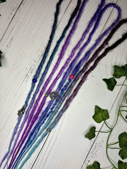 Set of 4, 50-55cm Blue and Purple Synthetic Extensions