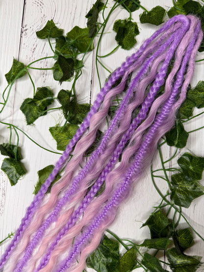 Set of 4, 52-59cm Lavender Blush Mixed Texture Synthetic Extensions