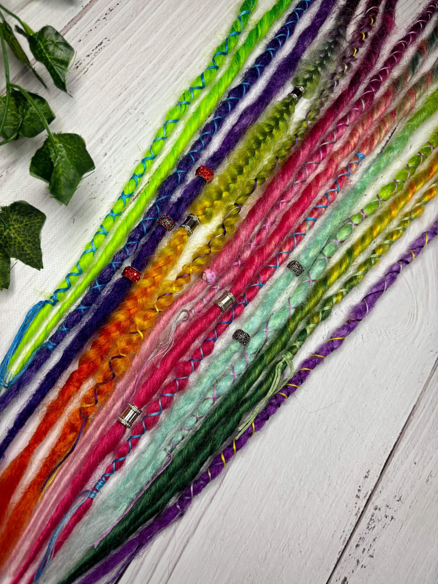 Set of 8, 49-54cm Bright Rainbow Synthetic Extensions