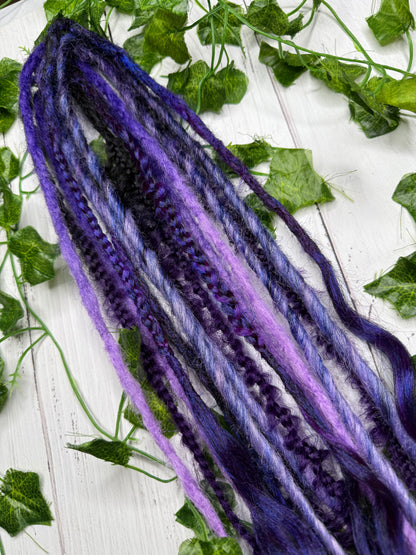 Set of 8, 58-67cm Purple Blend Mixed Texture Synthetic Extensions