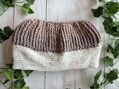 Soft brown Handmade Beanie with hole