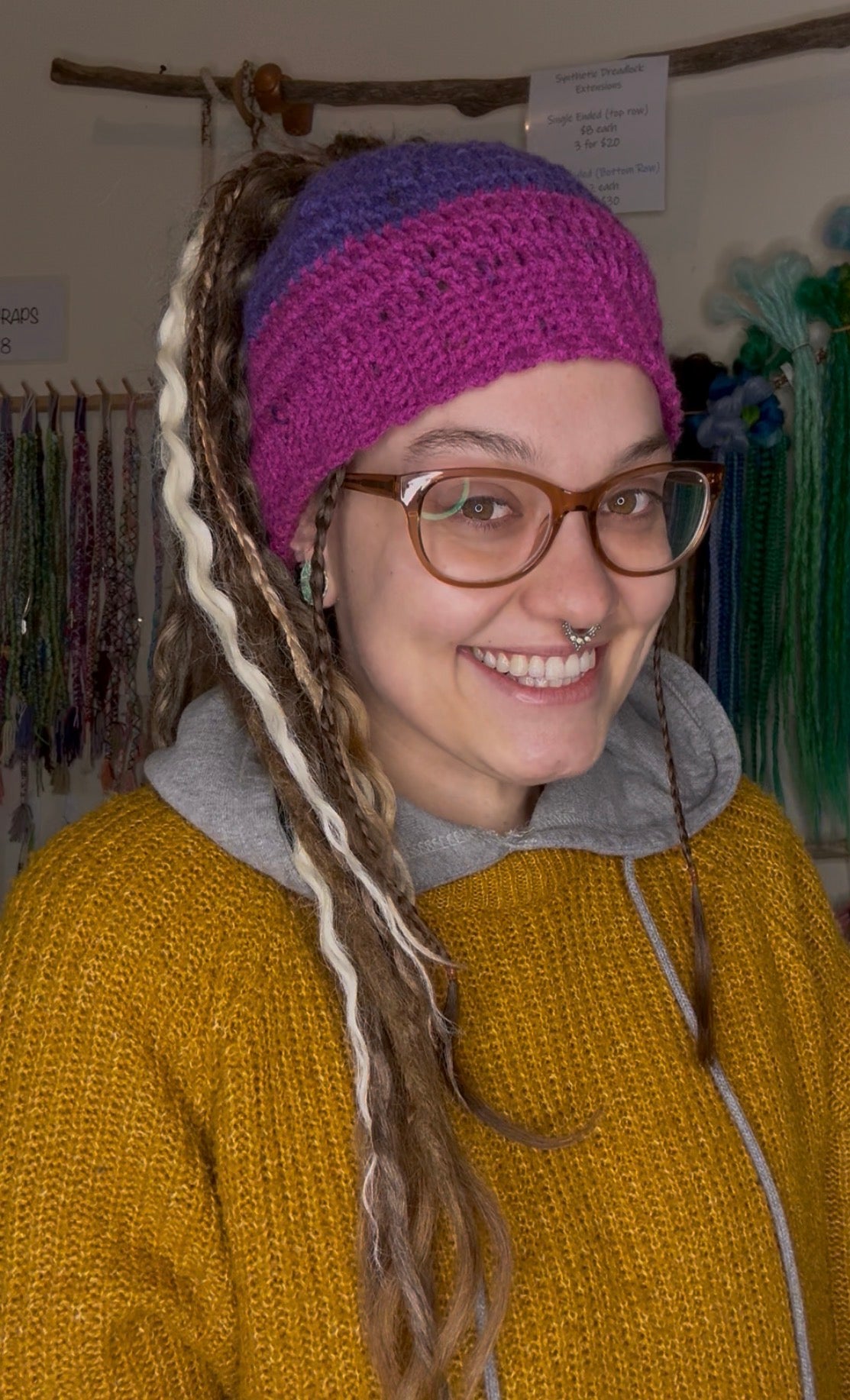 Purple Mixed Colour Beanie With Hole