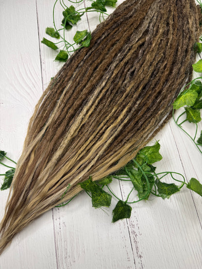 Set of 30, Brown Blend, Dreadlock Extensions with loose ends