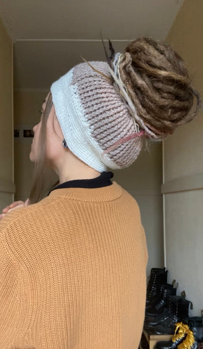 Soft brown Handmade Beanie with hole
