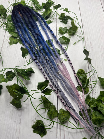 Set of 4, 55-59cm Black to Blue Grey and Pink Synthetic Extensions (only available for online purchase)