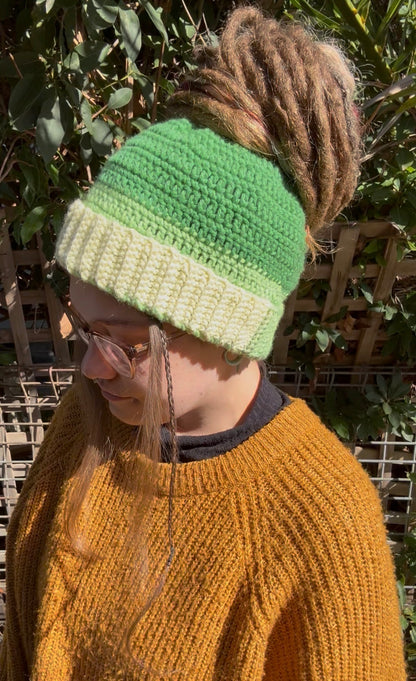 Light Green Mixed Colour Beanie With Hole