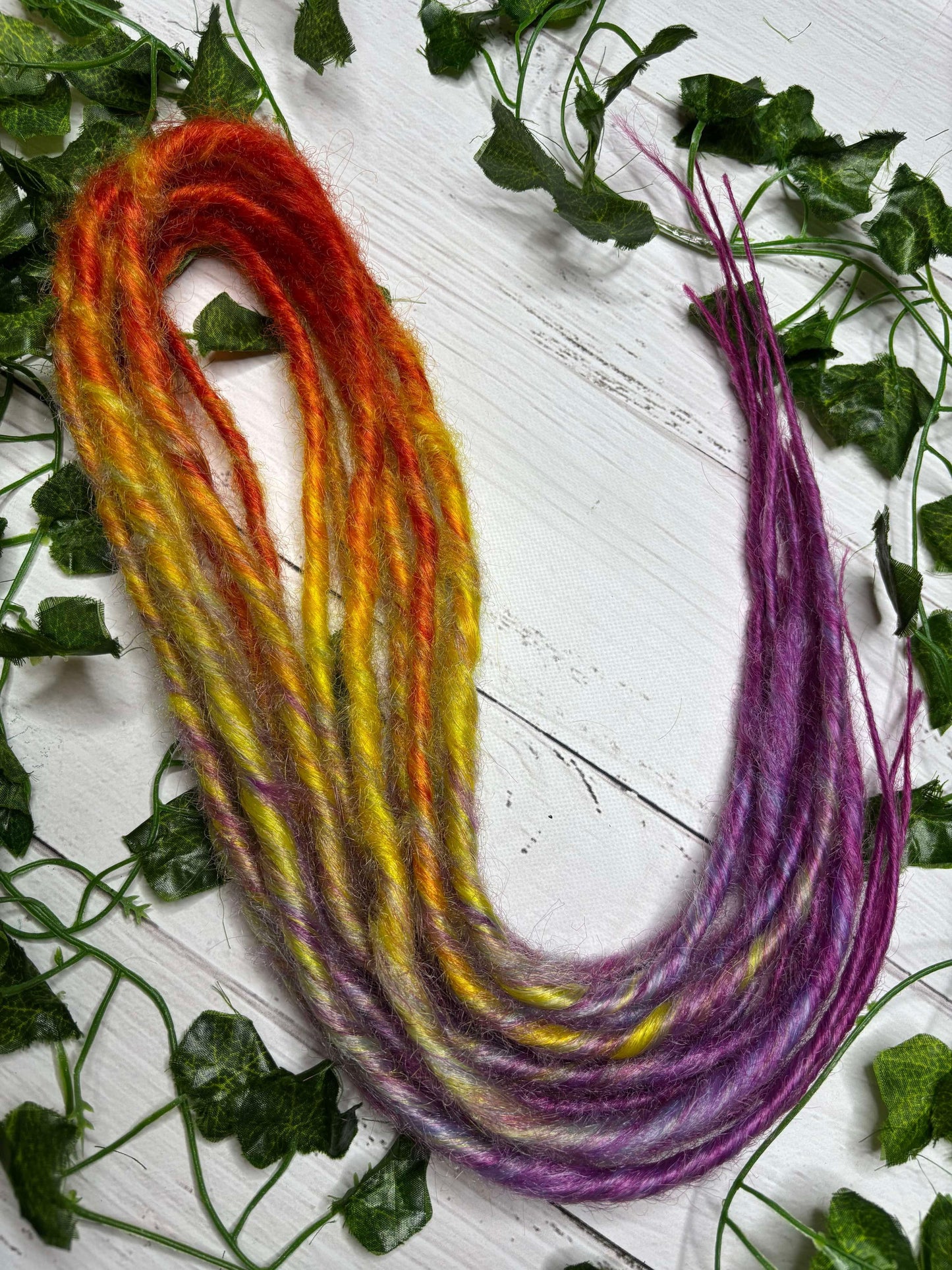 Set of 8, 52-56cm Rainbow Twisted Synthetic Extensions