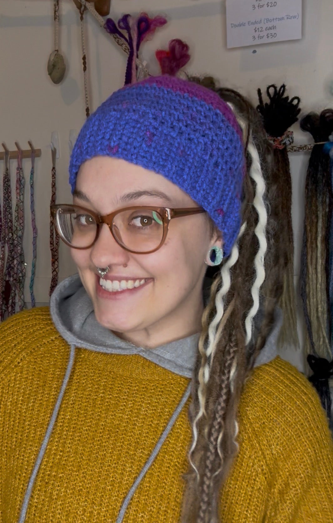Purple Mixed Colour Beanie With Holeu